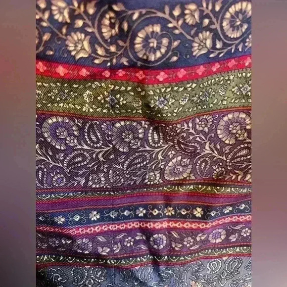 100% Silk Paisley Vest 14 Talbots Striped Button-up Purple Green Satin - Picture 5 of 7